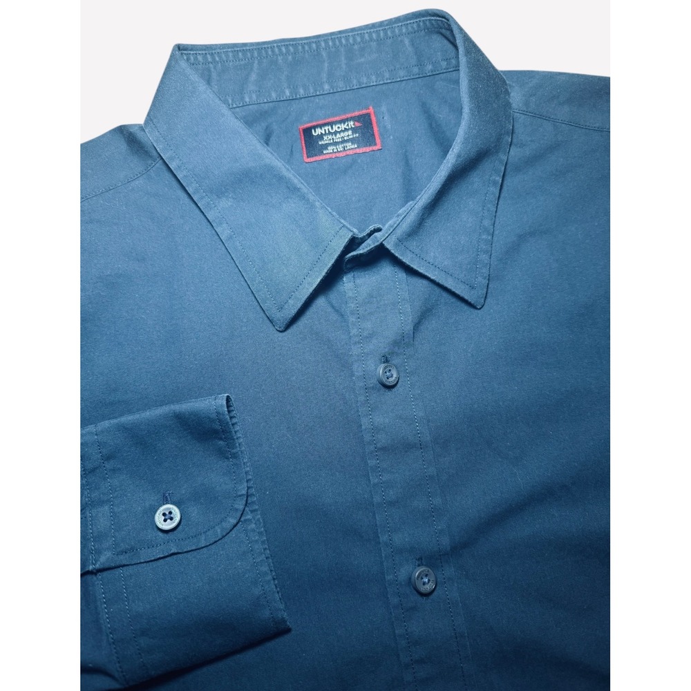 UNTUCKit Castello Shirt Mens 2XL Navy Slim Fit Wrinkle Free Button Up Cotton L/S